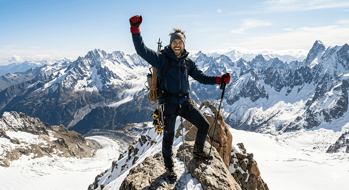 Mann Bergsteigen Sonne glücklich bergstrassen-vorbild.de Startseite 1