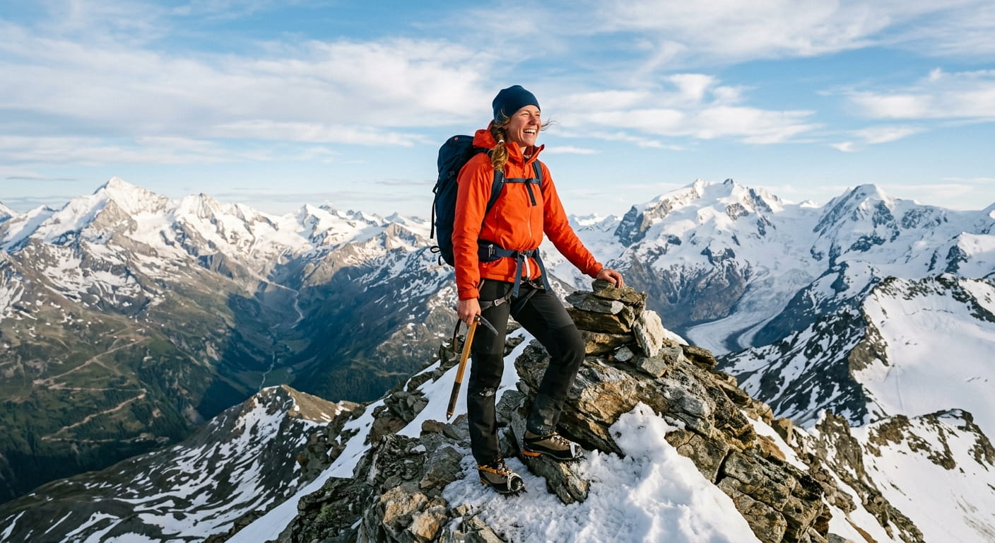 glückliche Bergsteigerin Bergstrassen-Vorbild.de Startseite